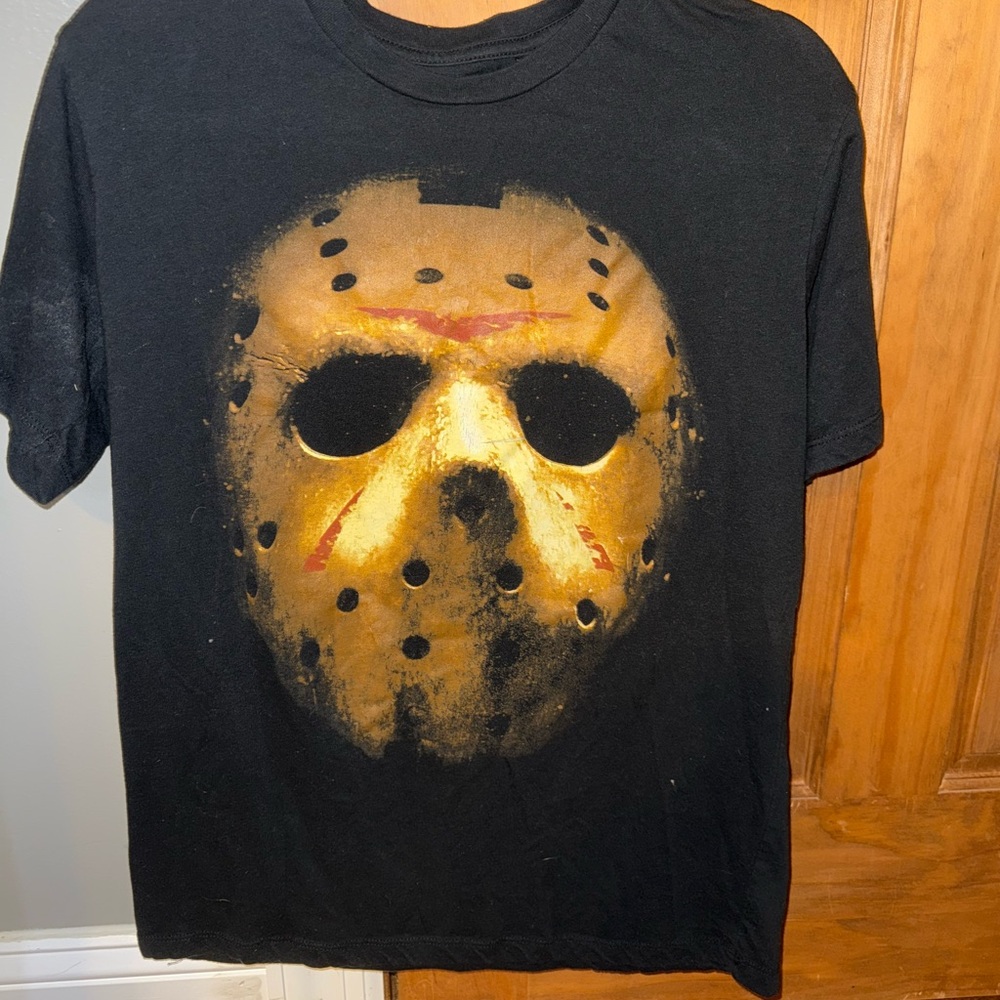 Black T-Shirt with Horror Mask Design